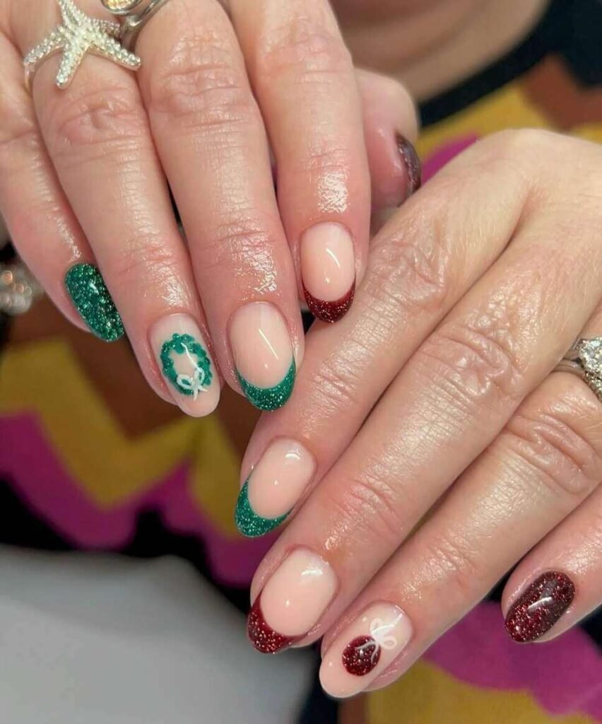 Christmas wreath nail designs 