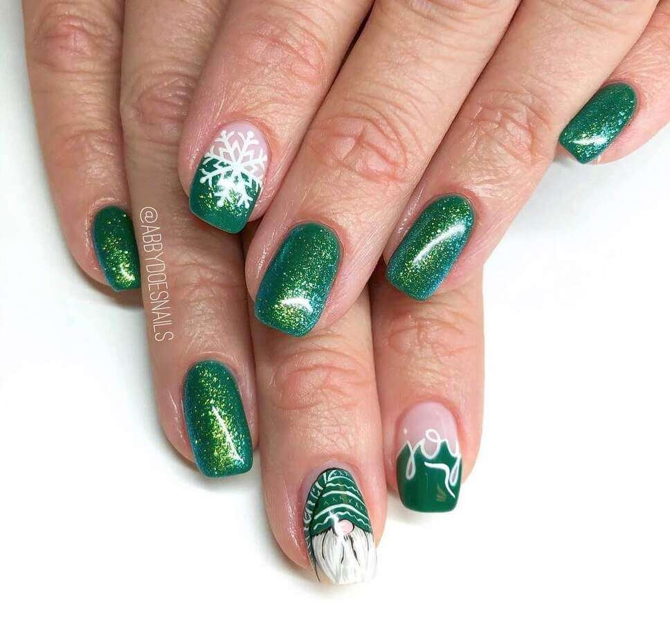 green christmas gnome nail designs