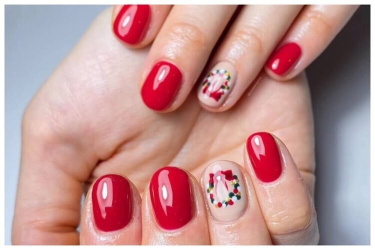 christmas wreath nail designs