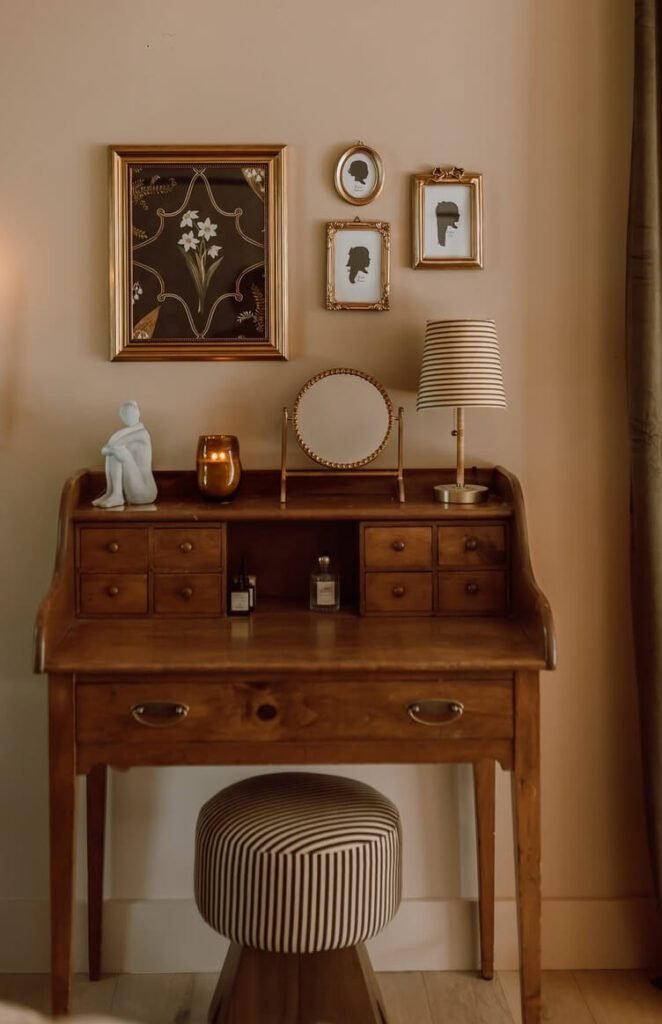 vintage wooden makeup vanity