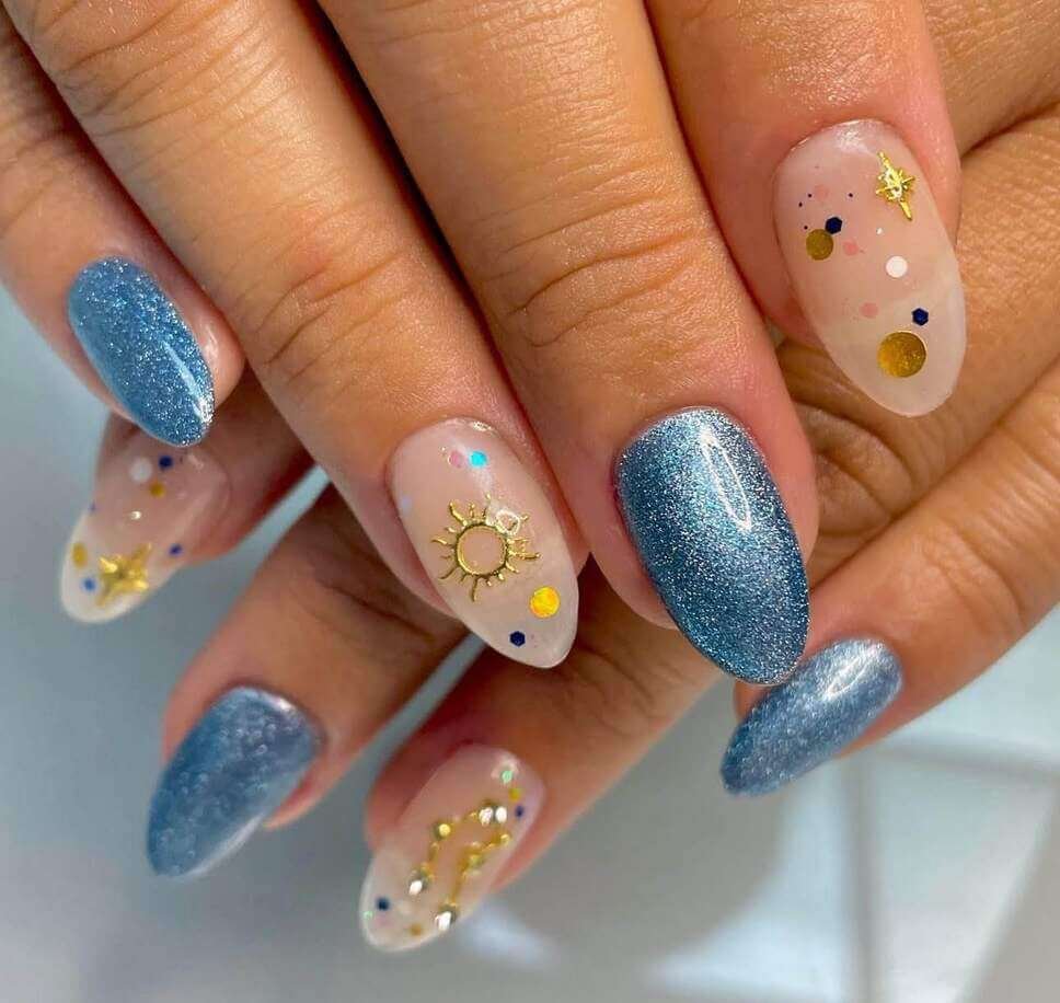 blue zodiac nail designs 