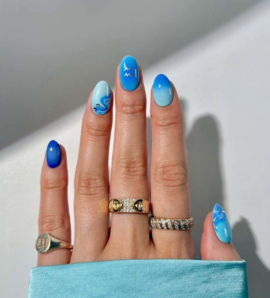 blue zodiac nail designs