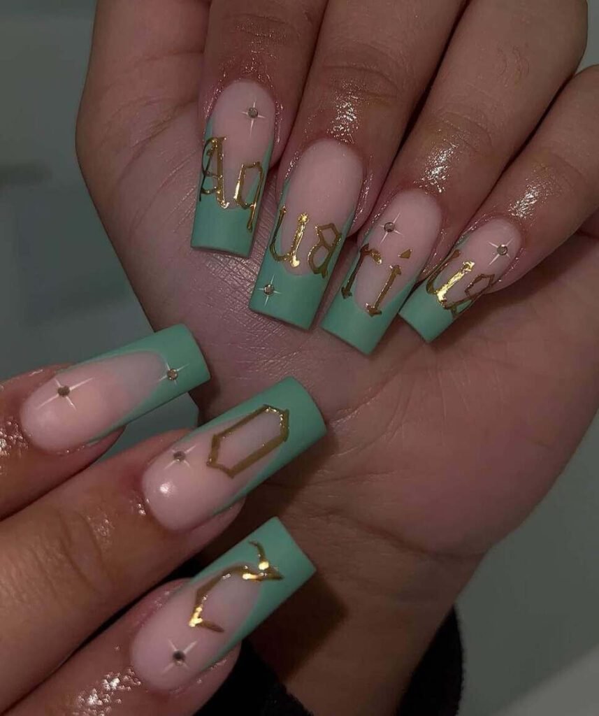 mint aquarius nail designs