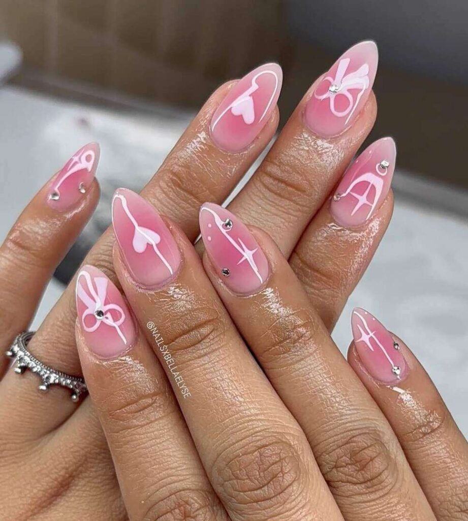 pink Valentine's nail designs 