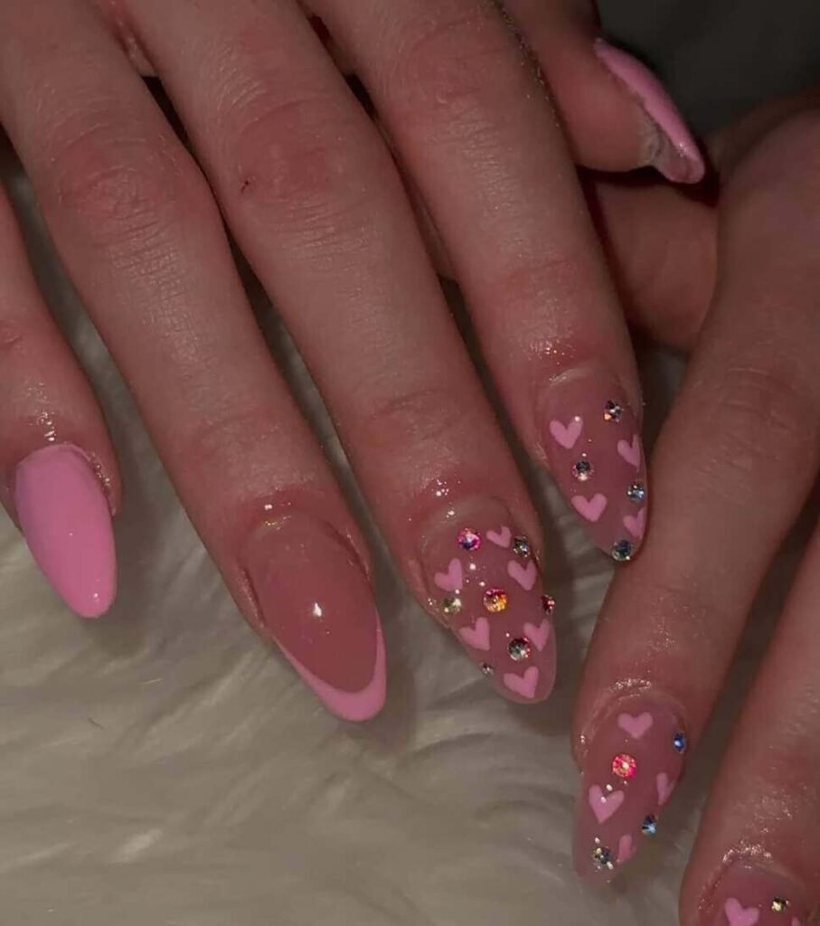 pink Valentine's nail designs 