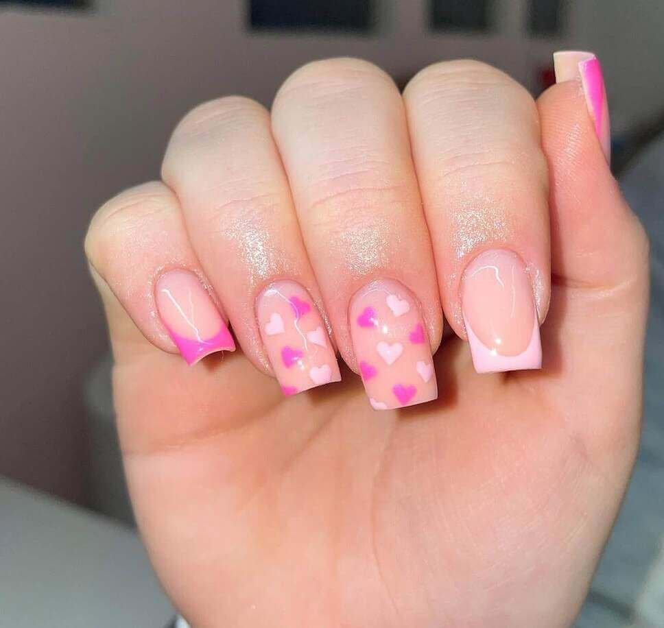 pink Valentine's nail designs 