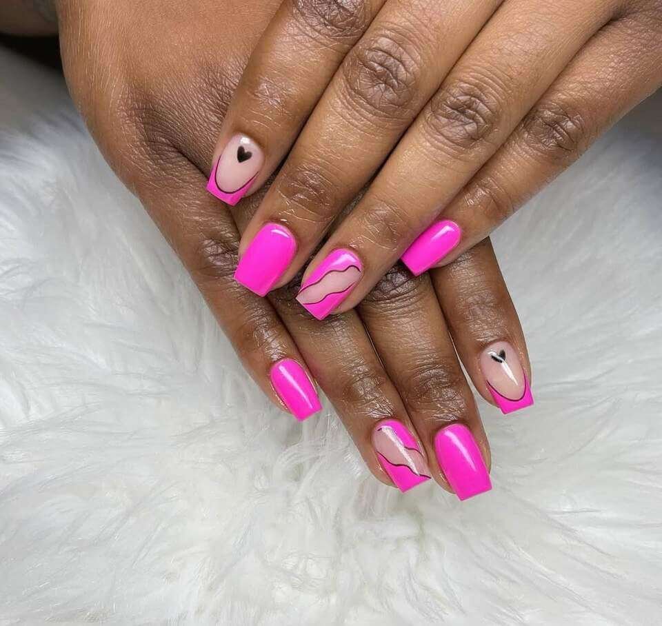 short pink Valentine's nail designs 