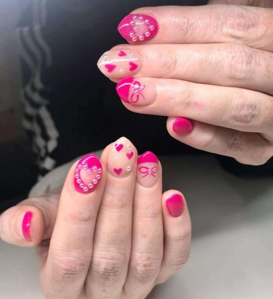 pink Valentine's nail designs 
