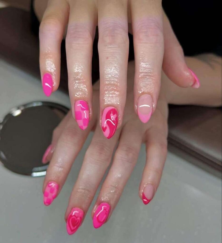 pink Valentine's nail designs 