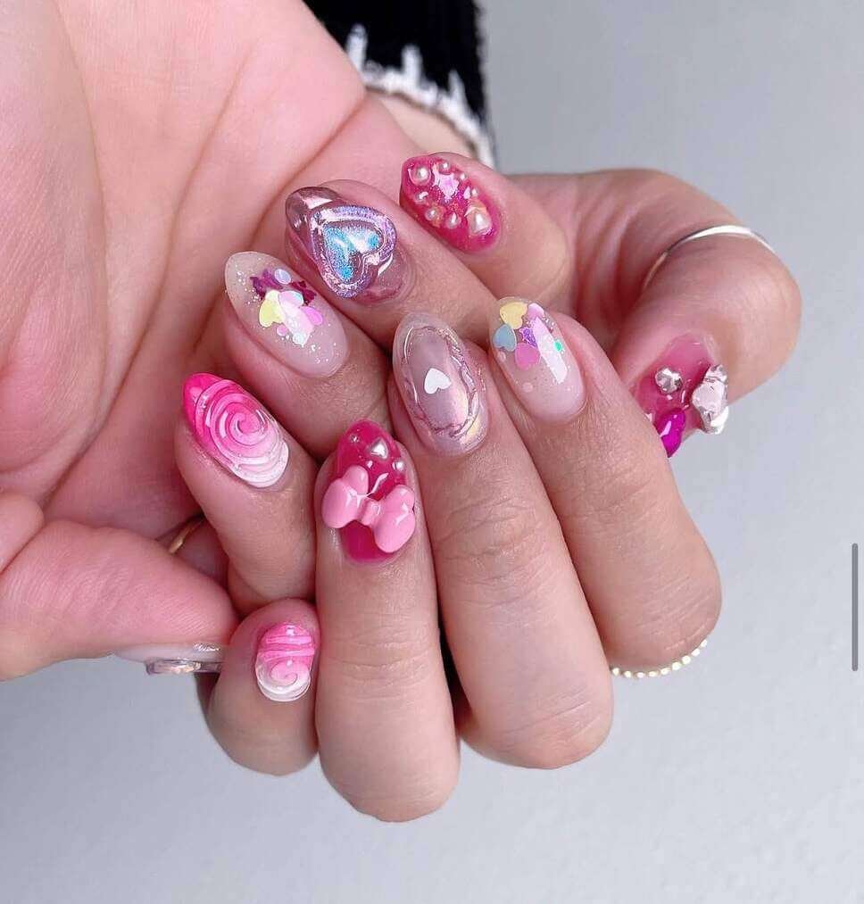 pink Valentine's nail designs 