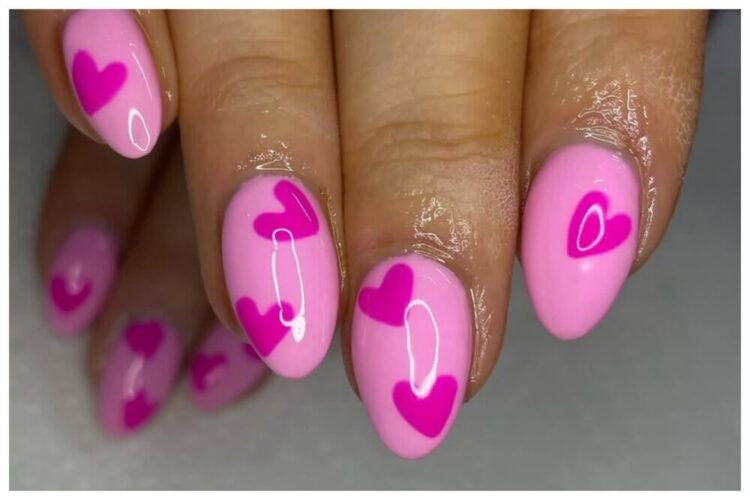 pink valentine's day nail designs
