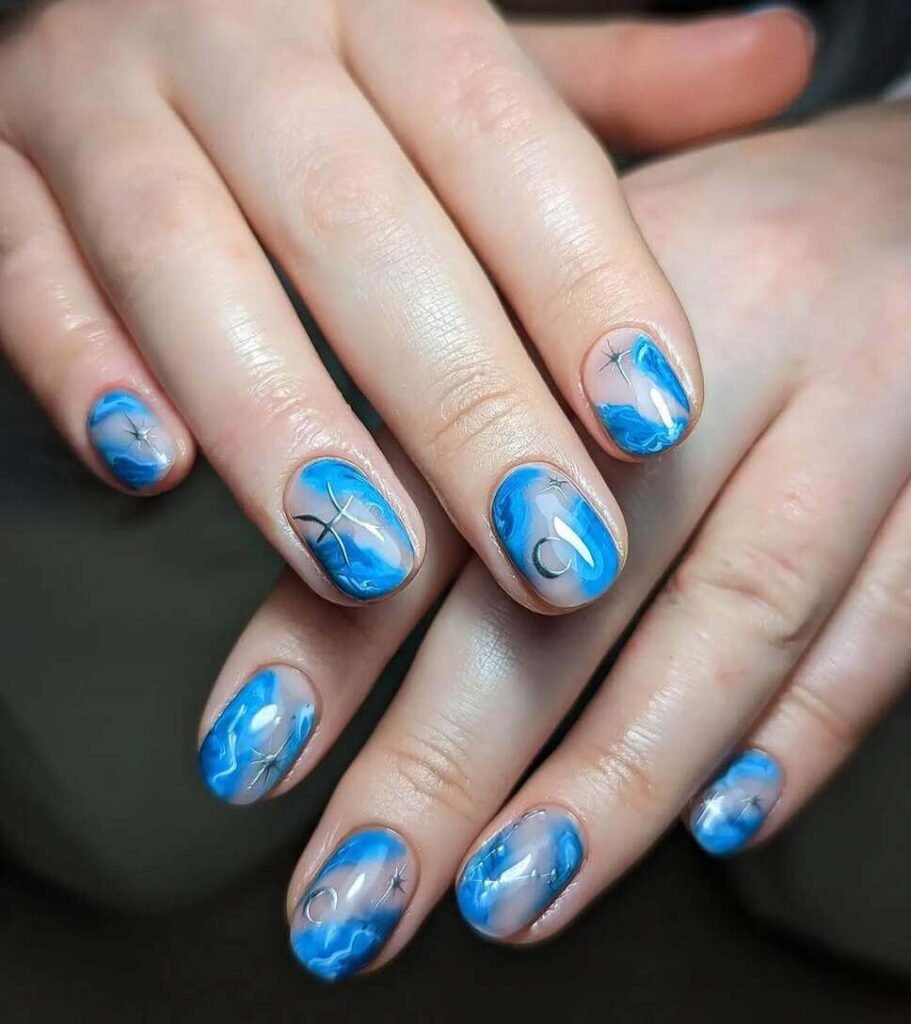 blue pisces nails