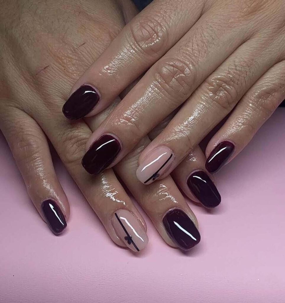 dark short valentine's nail designs 