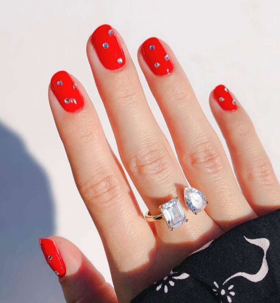 short valentine's nail designs with crystals
