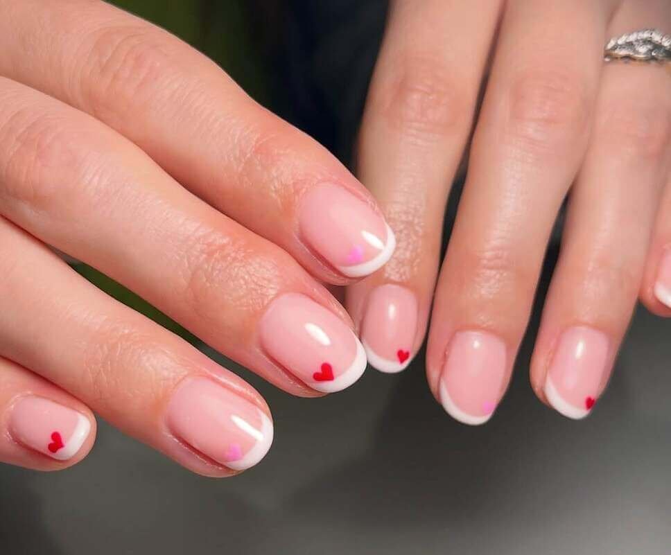 french tip short valentine's nails