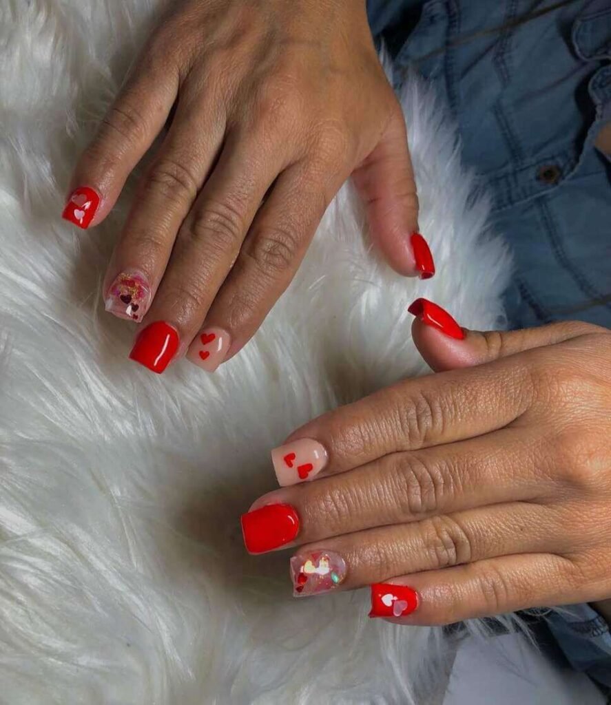 short valentine's nail designs red