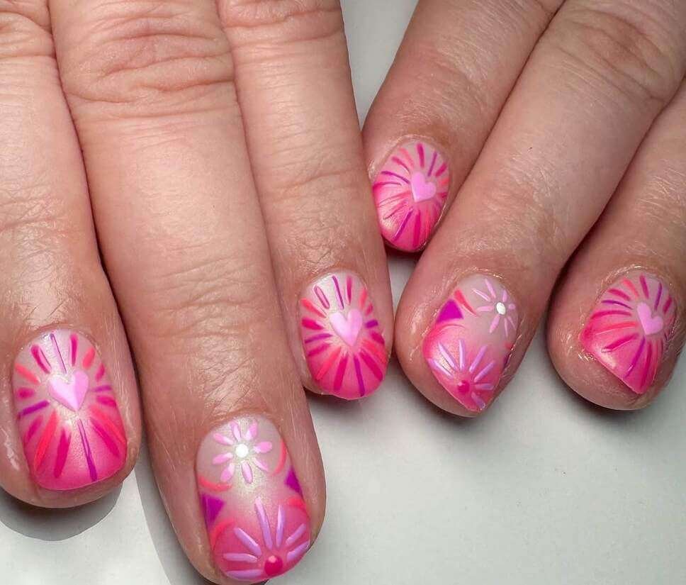 short valentine's nail designs pink