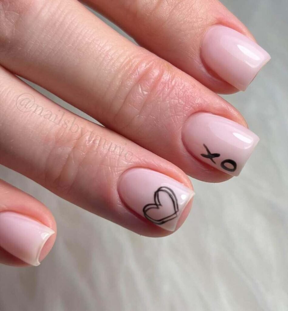 neutral short valentine's nails