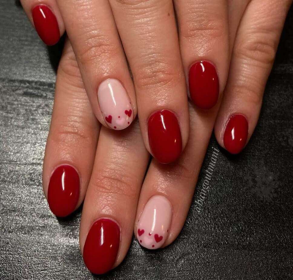 short red valentines nails