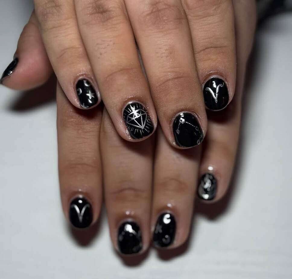 black aries nail ideas