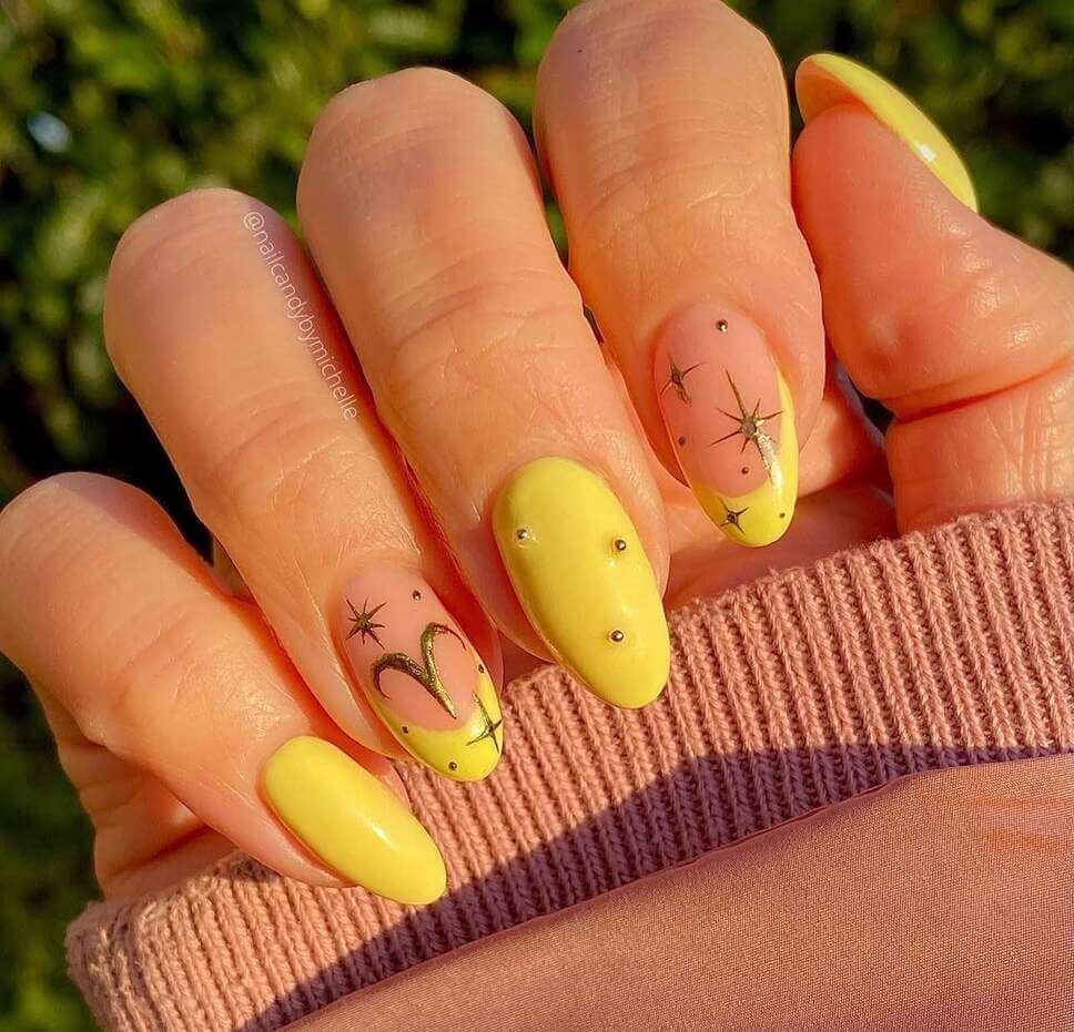 yellow aries nail ideas