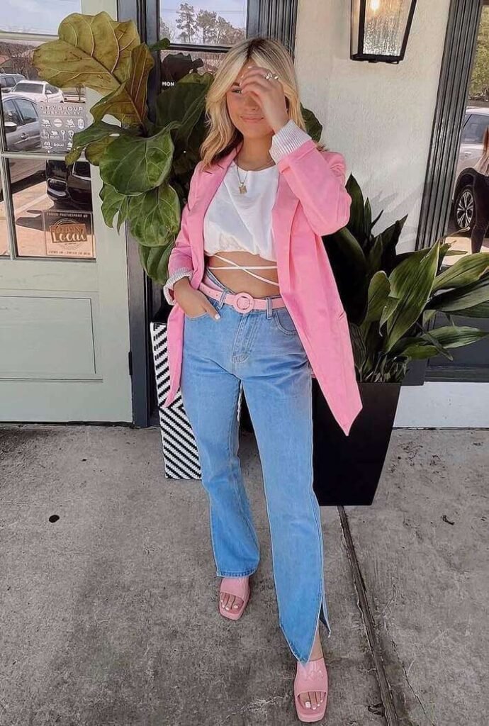 pink spring brunch outfit