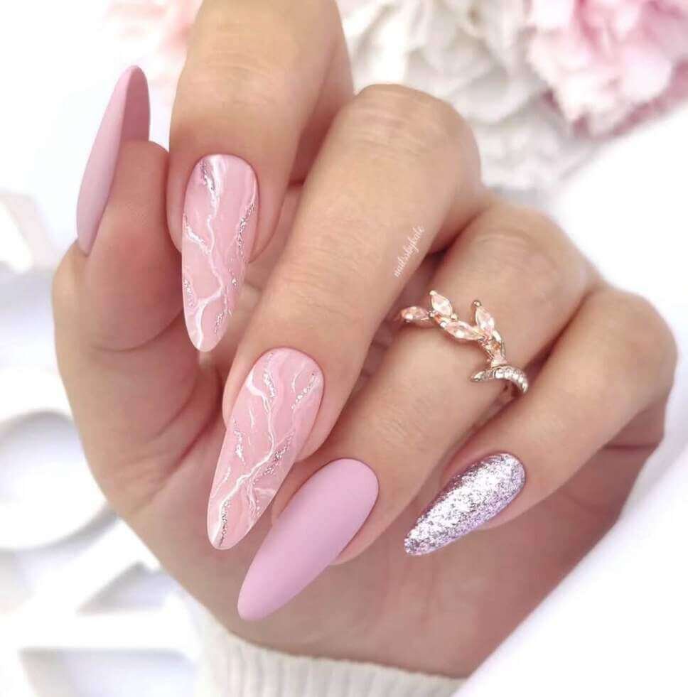 long pink spring nails