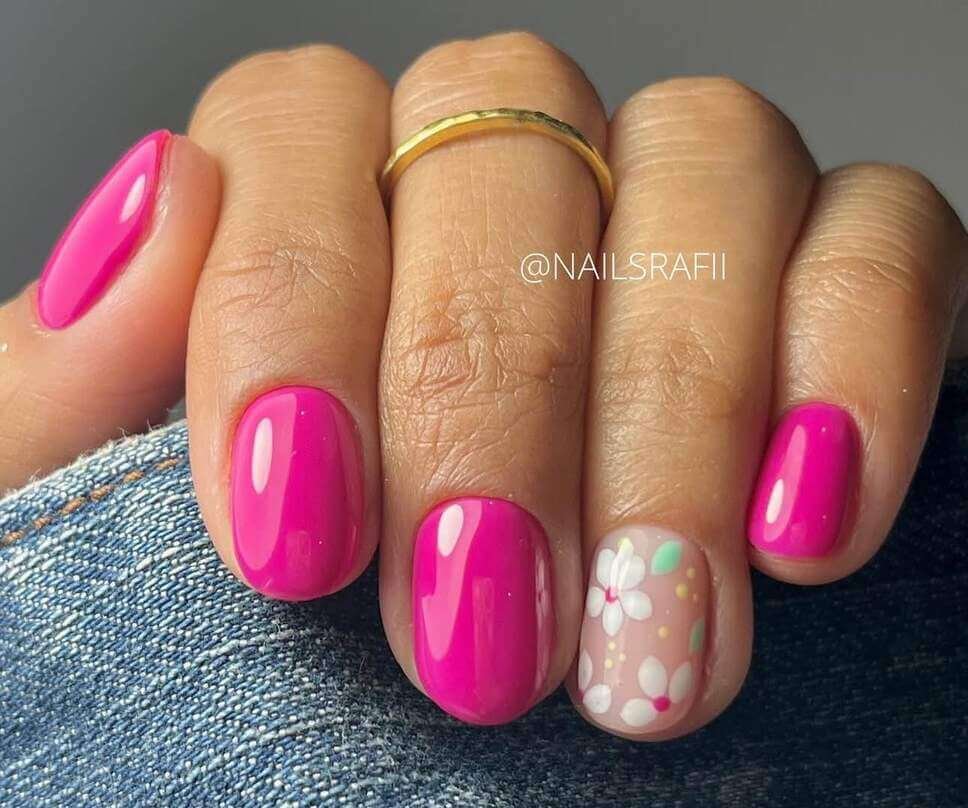 hot pink spring nails 
