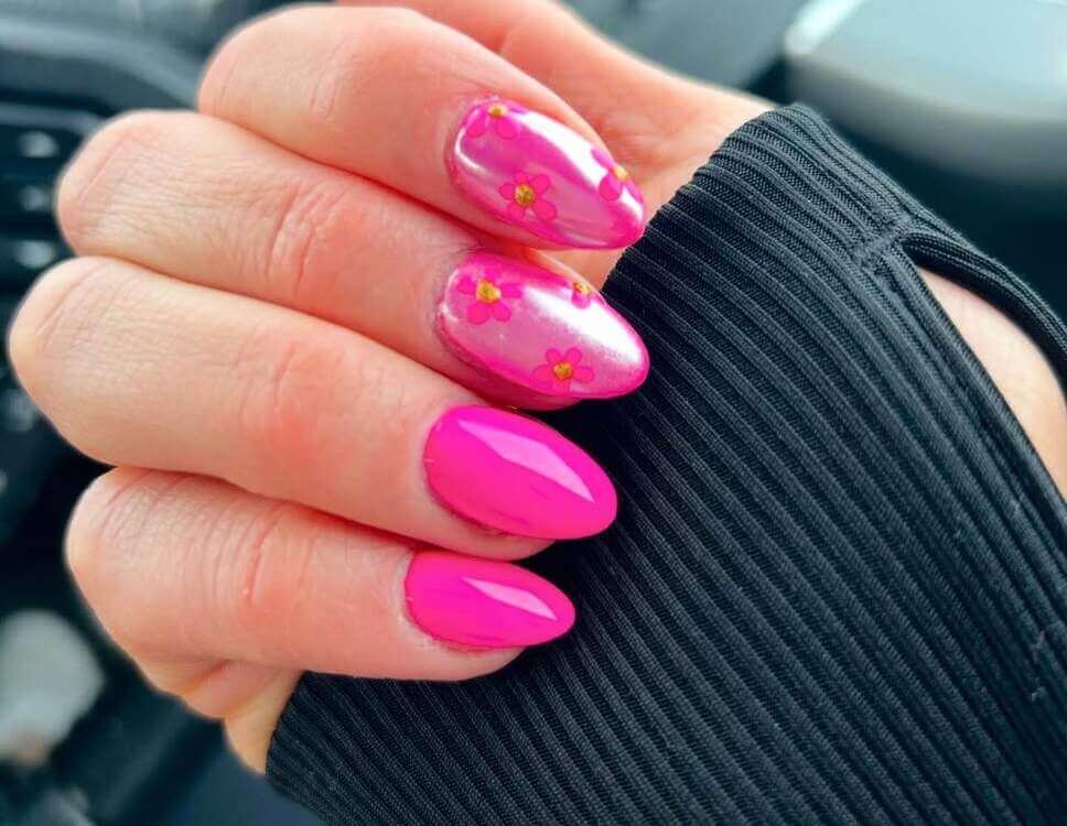 almond pink spring nails