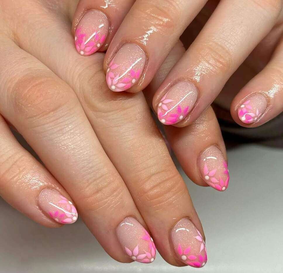 pink french tip spring nails 