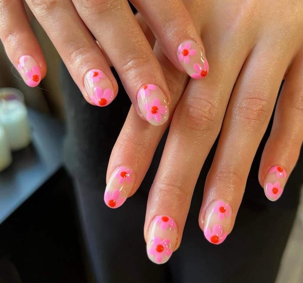 pink flower spring nail ideas