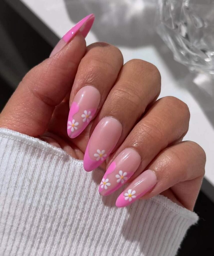 long pink spring nails 