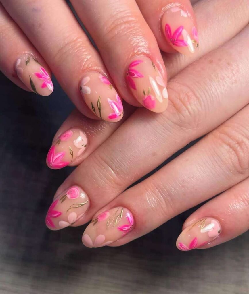 pink spring nails 