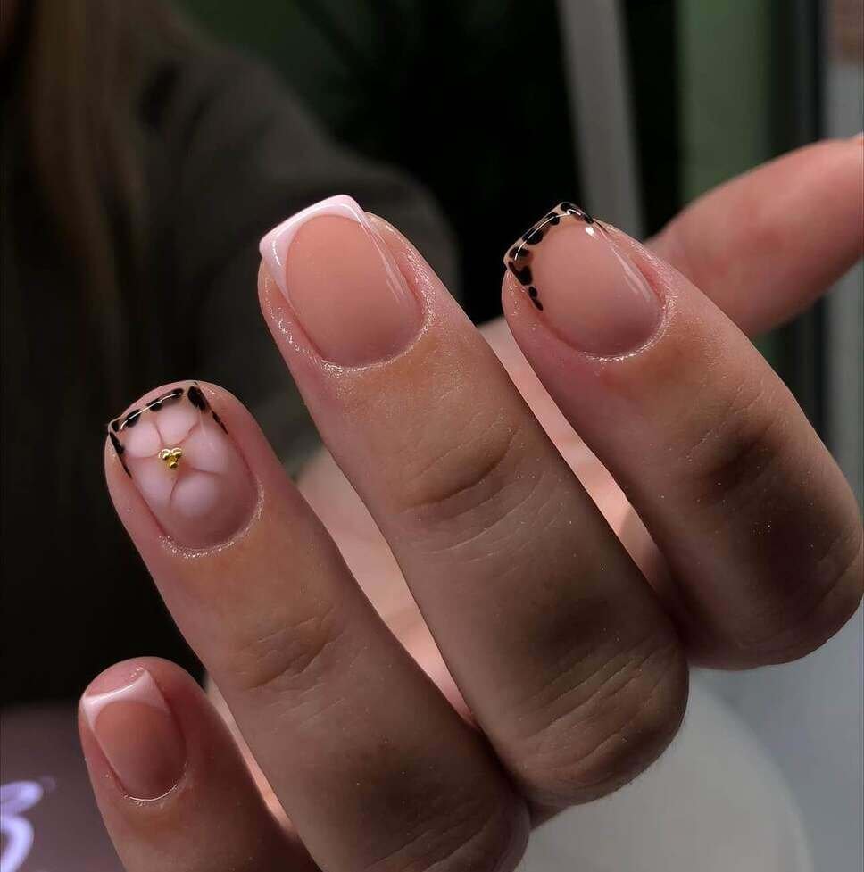 short french tip spring nails