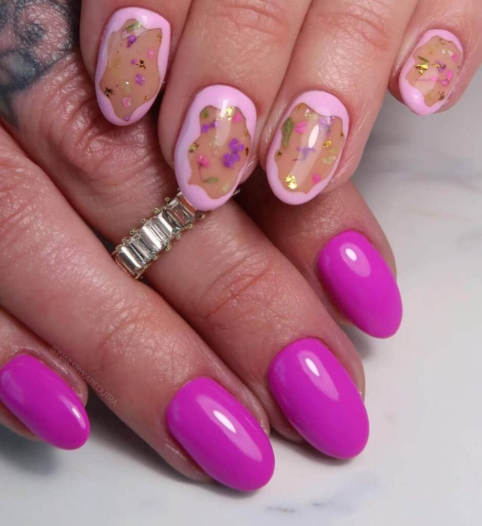 purple short spring nails