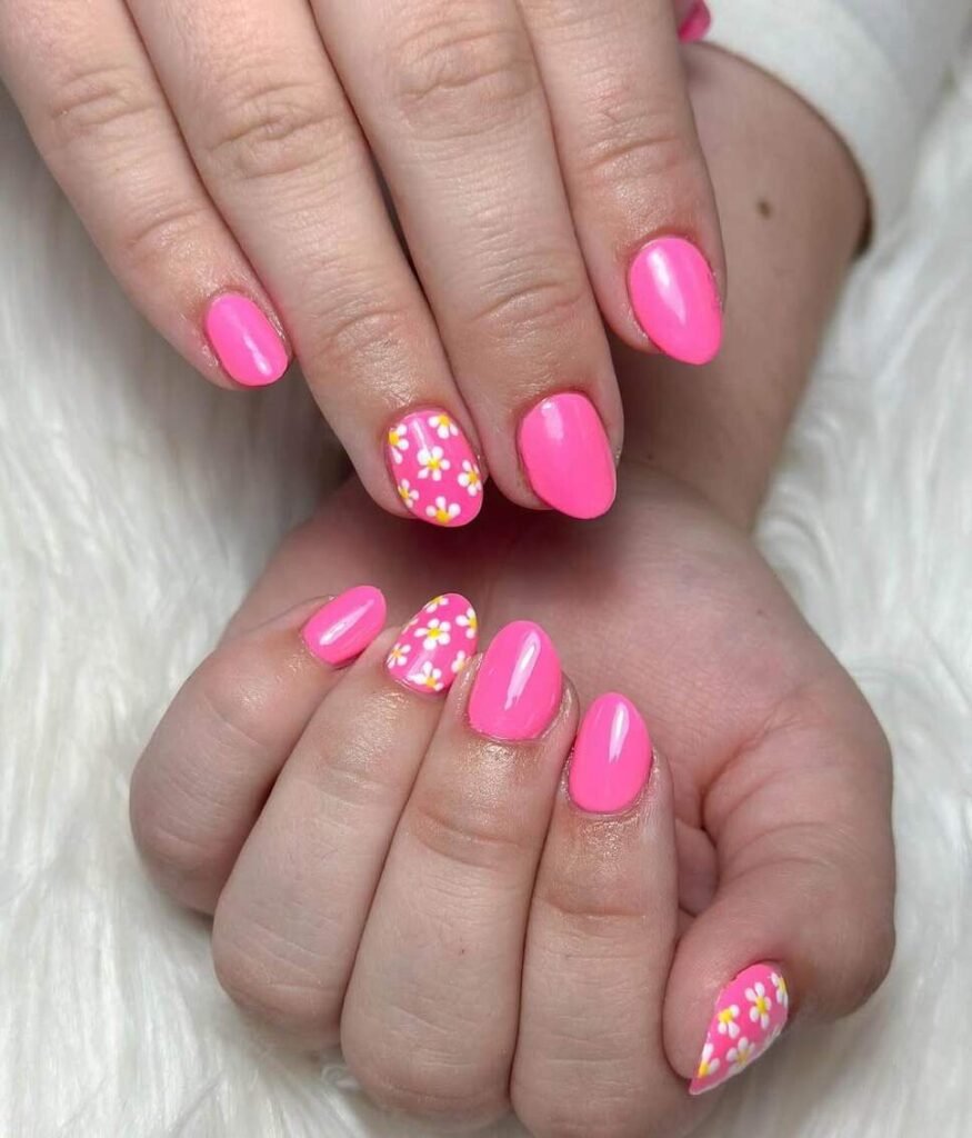 pink spring nails short