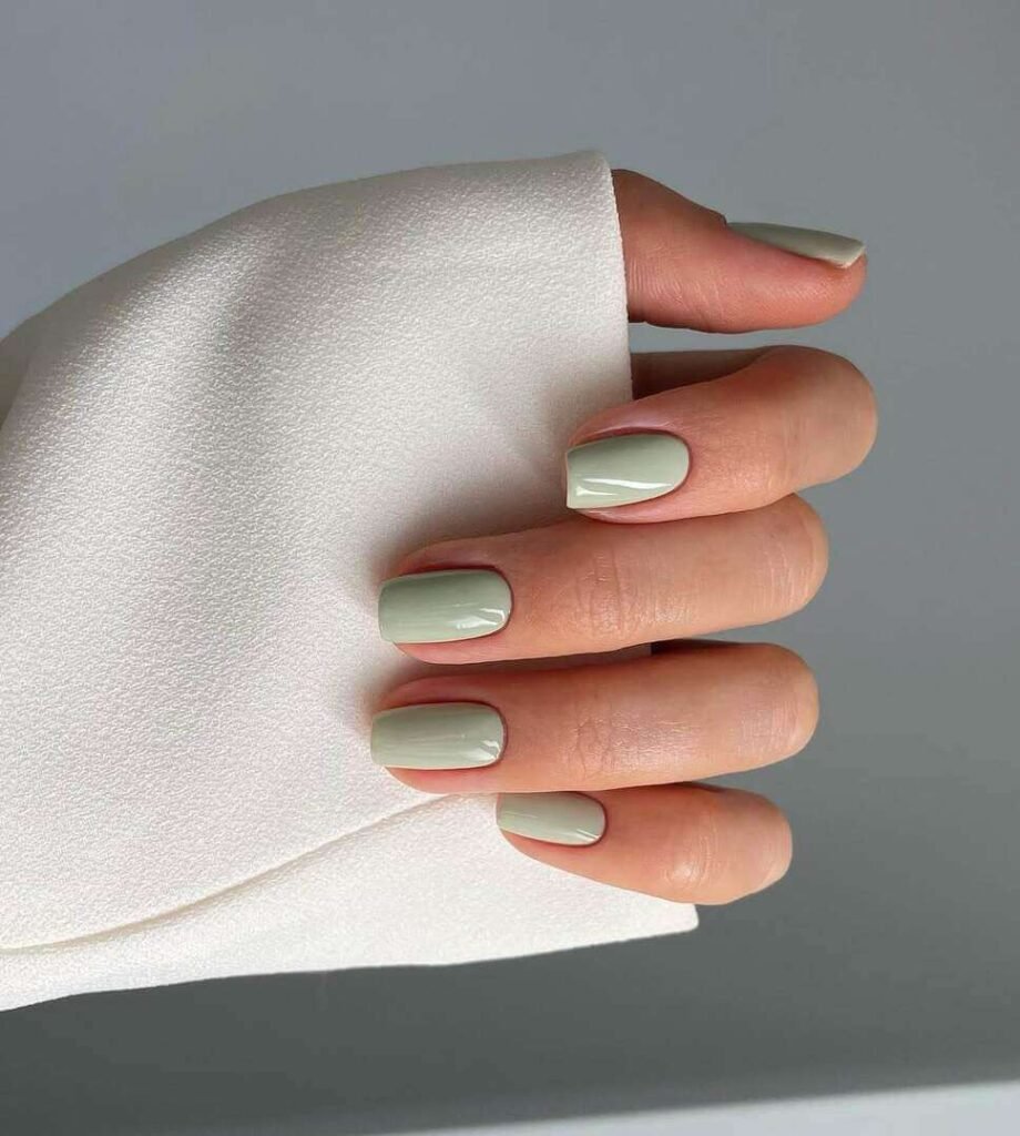 sage green spring short nails