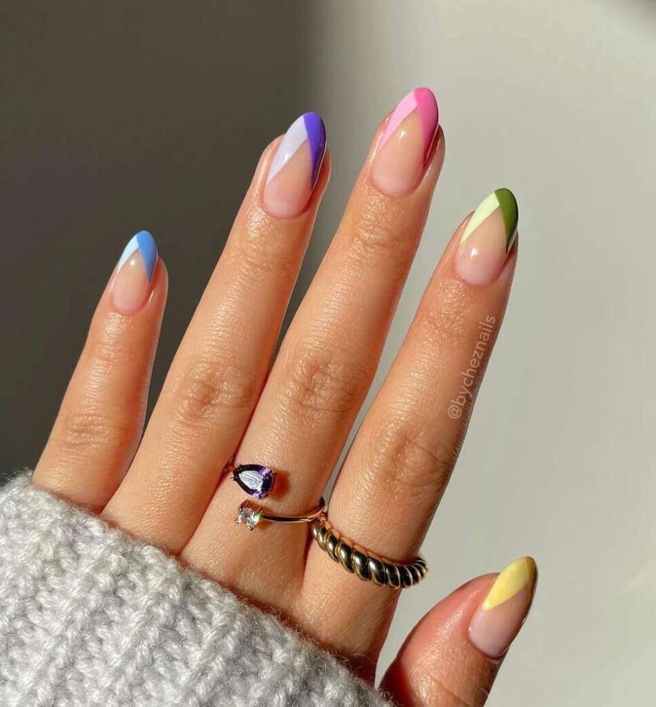 french tip spring nails