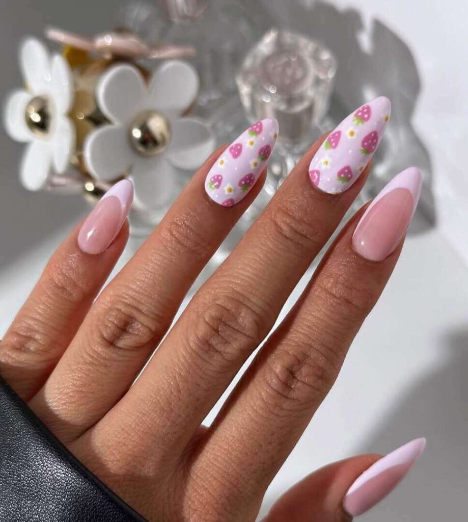 strawberry spring nails