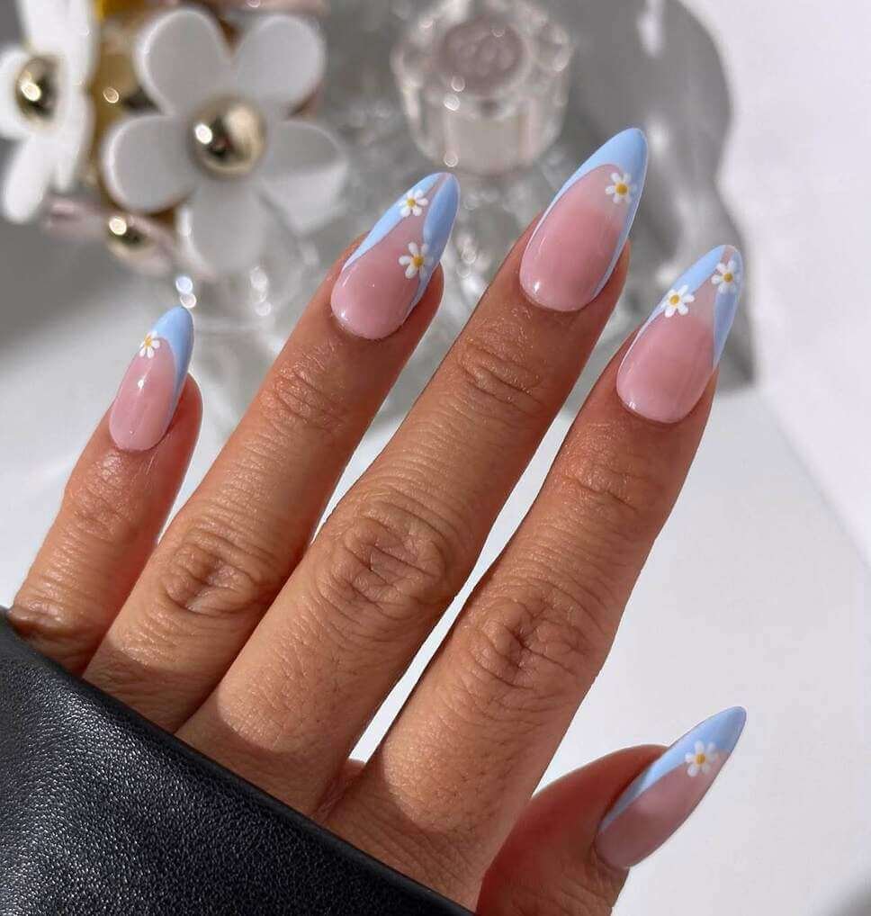 blue french tip spring nails