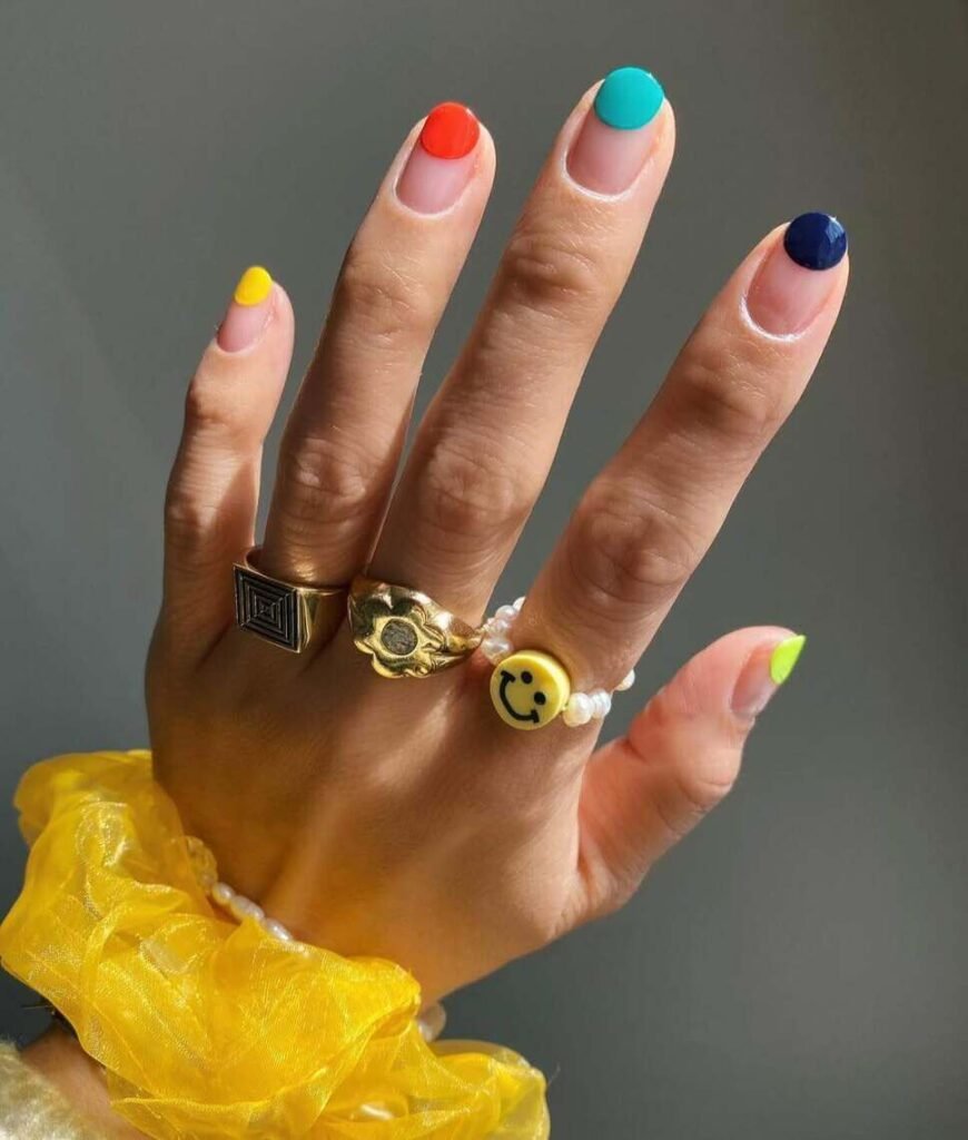 rainbow spring nails simple design