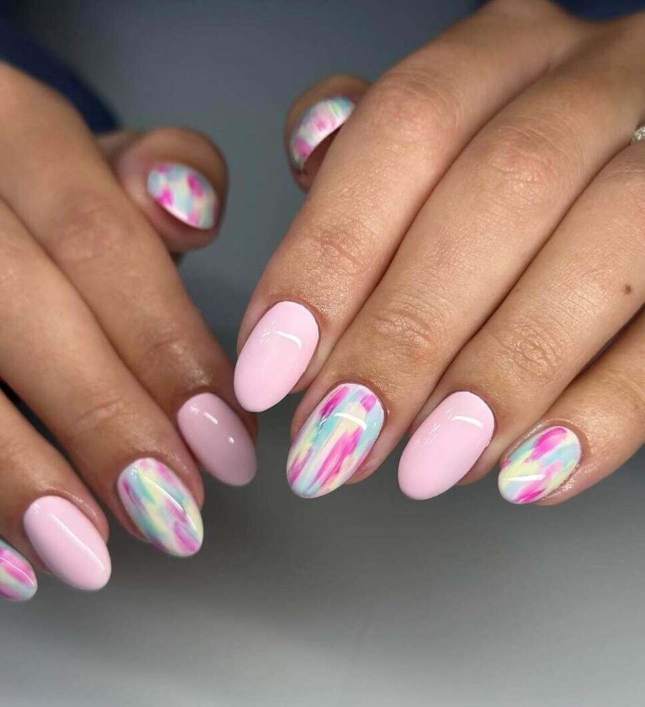 pink simple spring nails 