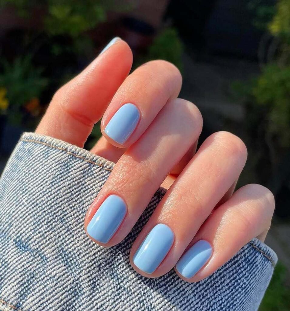 light blue spring simple nail designs