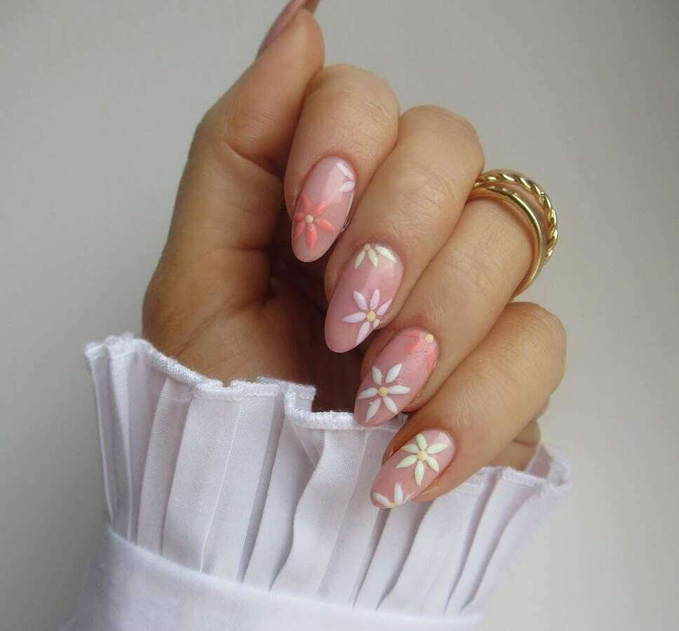 floral simple spring nails