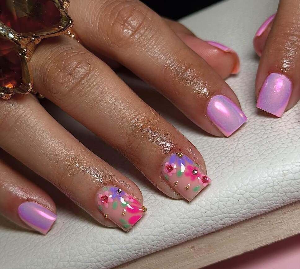 pink simple spring nails 