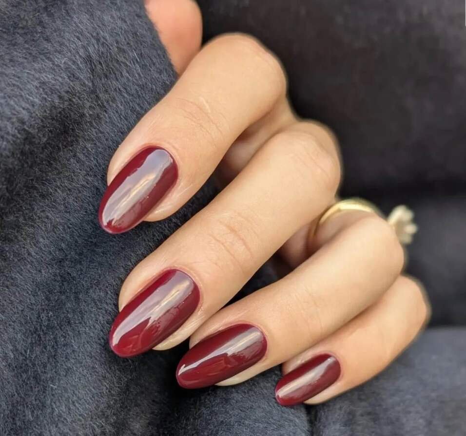 burgundy old money nails
