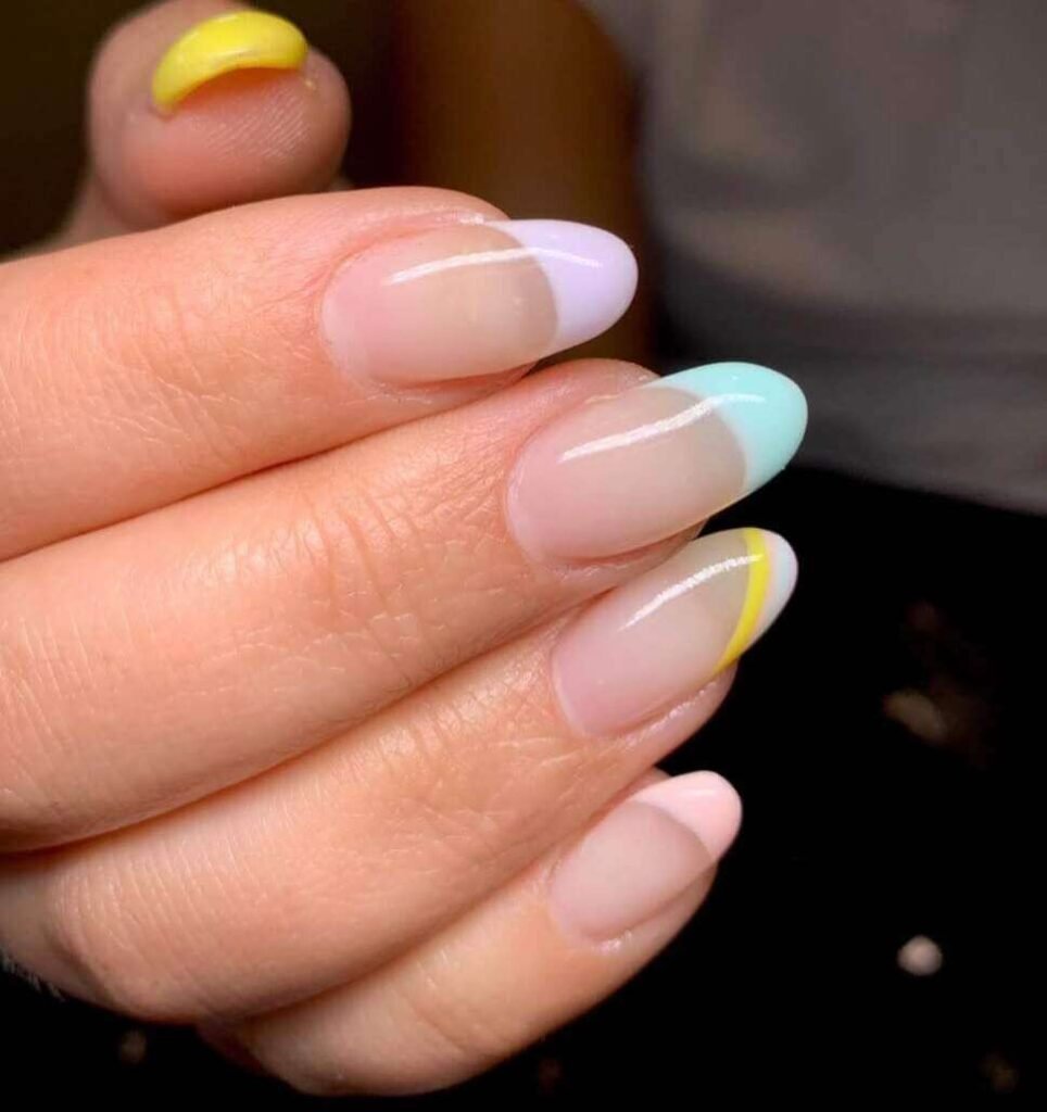 pastel french tip Easter nails 