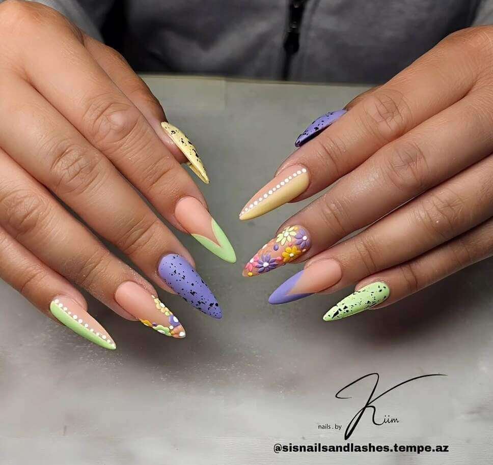 long pastel easter nails