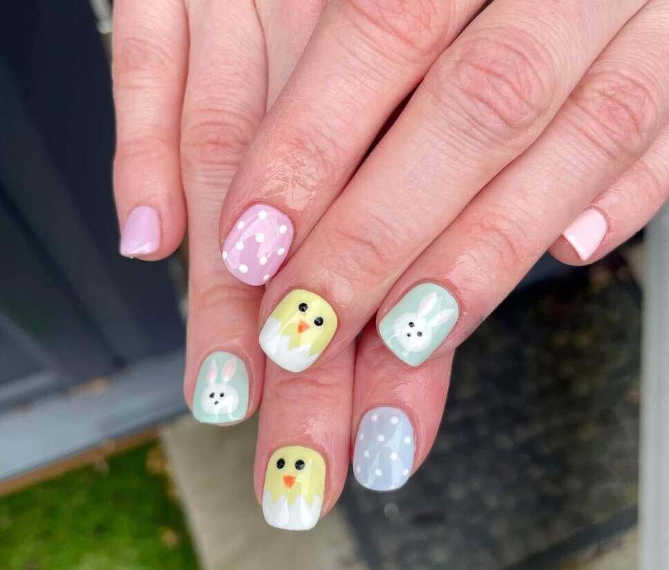 short pastel Easter nails 