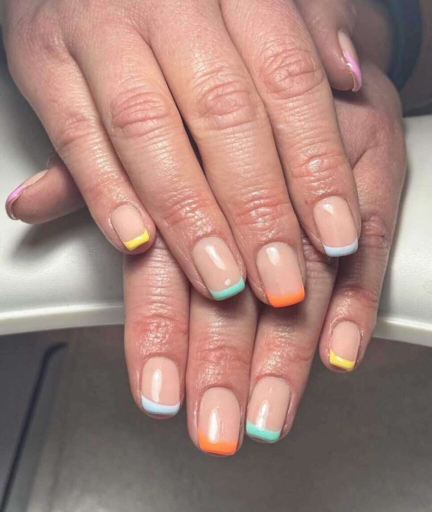 pastel french tip easter nails